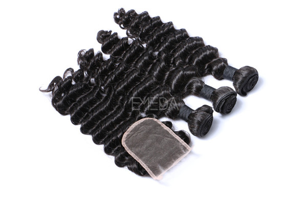 Unprocessed human hair natural hair bundles with closure  zj0042